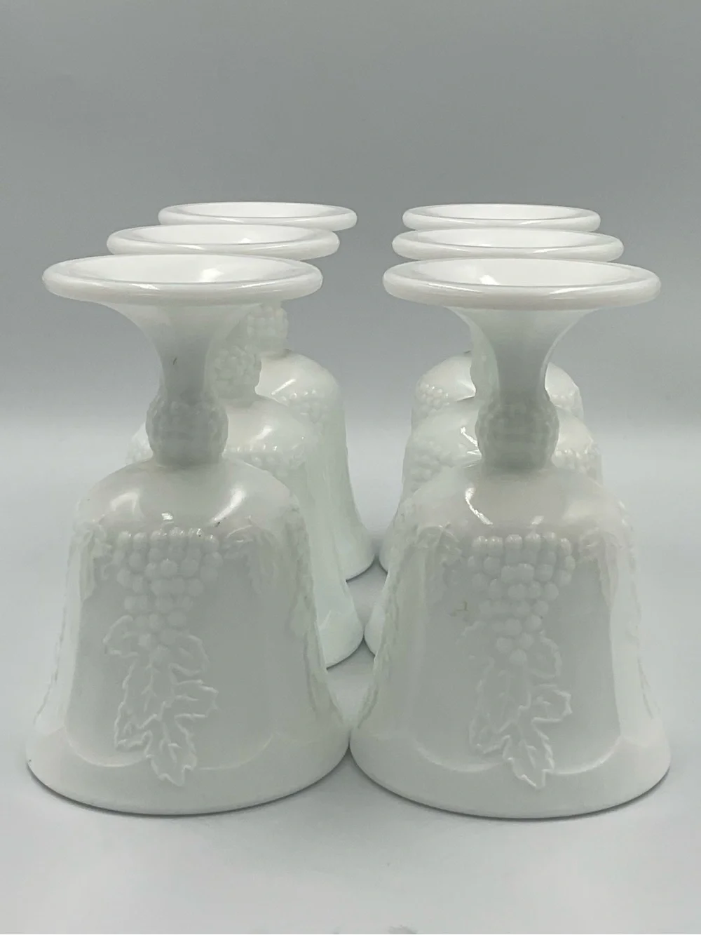Vintage Indiana Glass Colony Harvest Grape Milk Glass Goblets-Set of 6